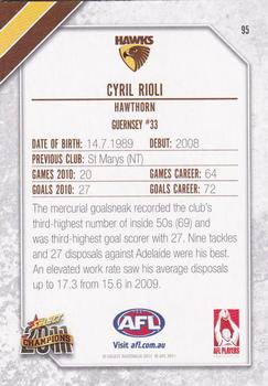 2011 Select AFL Champions #95 Cyril Rioli Back
